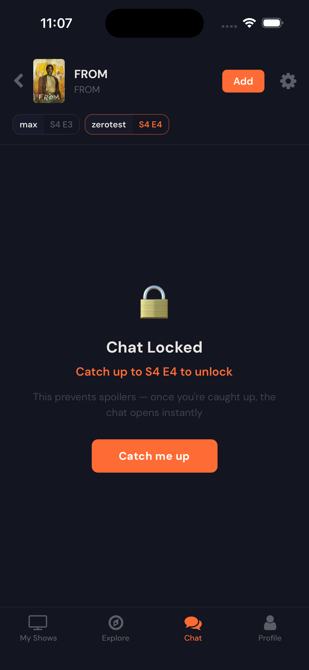 Spoiler-locked chat screen