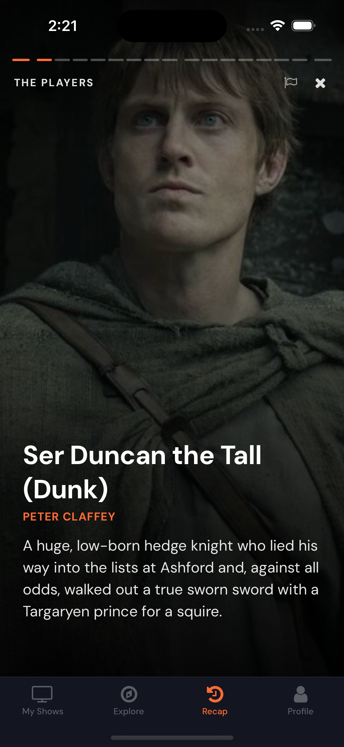 Season recap story screen